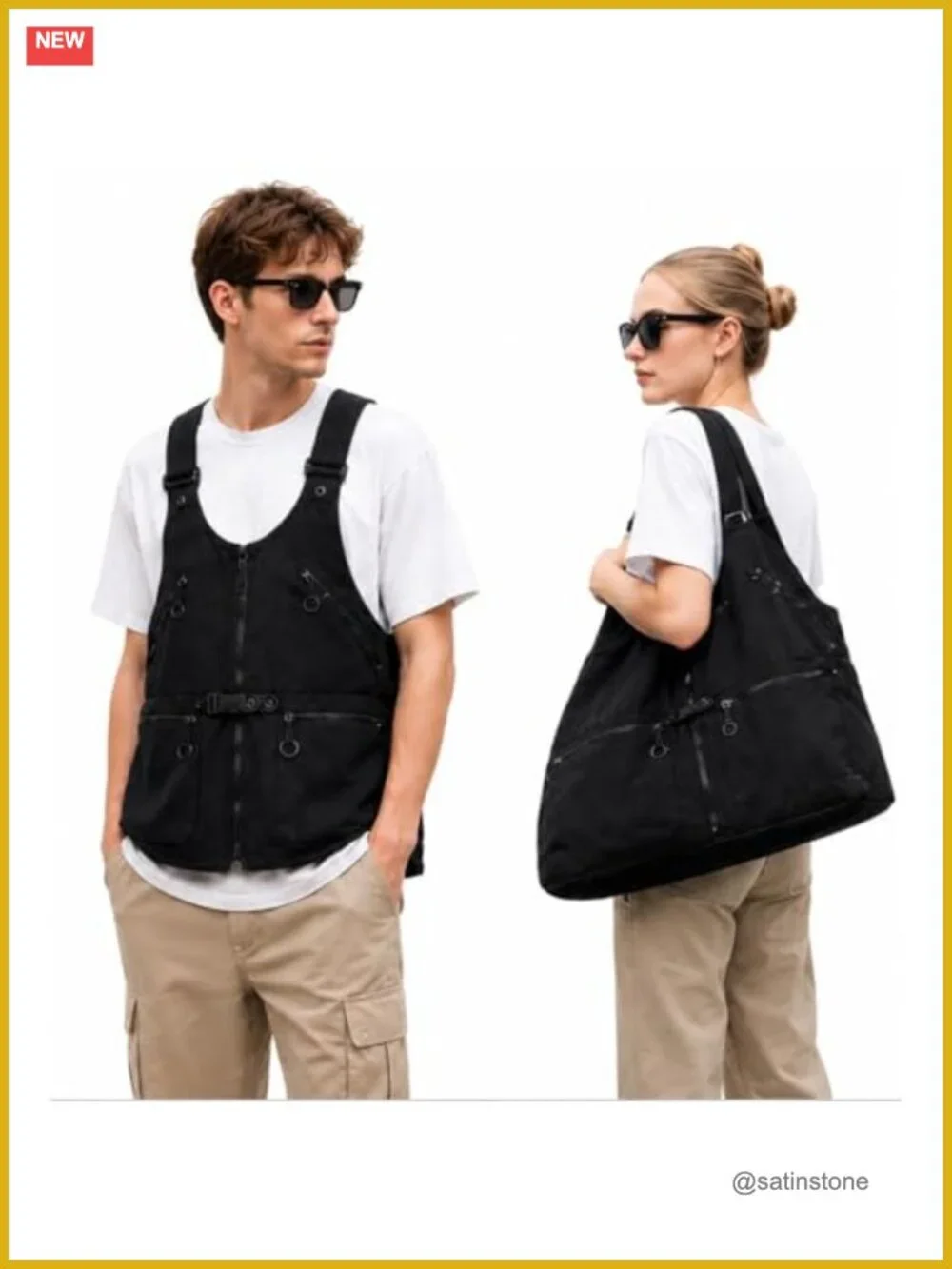 2-in-1 Convertible Vest Backpack Men Women Utility Gear Hiking Travel